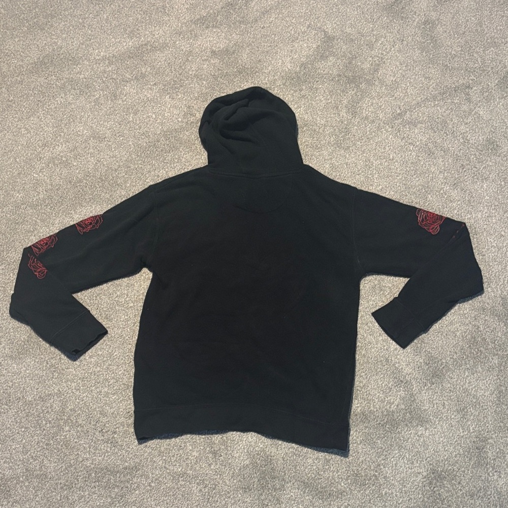 Black Hoodie with Red Floral Design - Picture 6 of 7